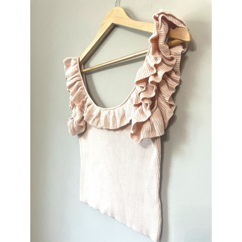 Unbranded Peach Tank Top Shirt XS  Ruffled Cropped Boho